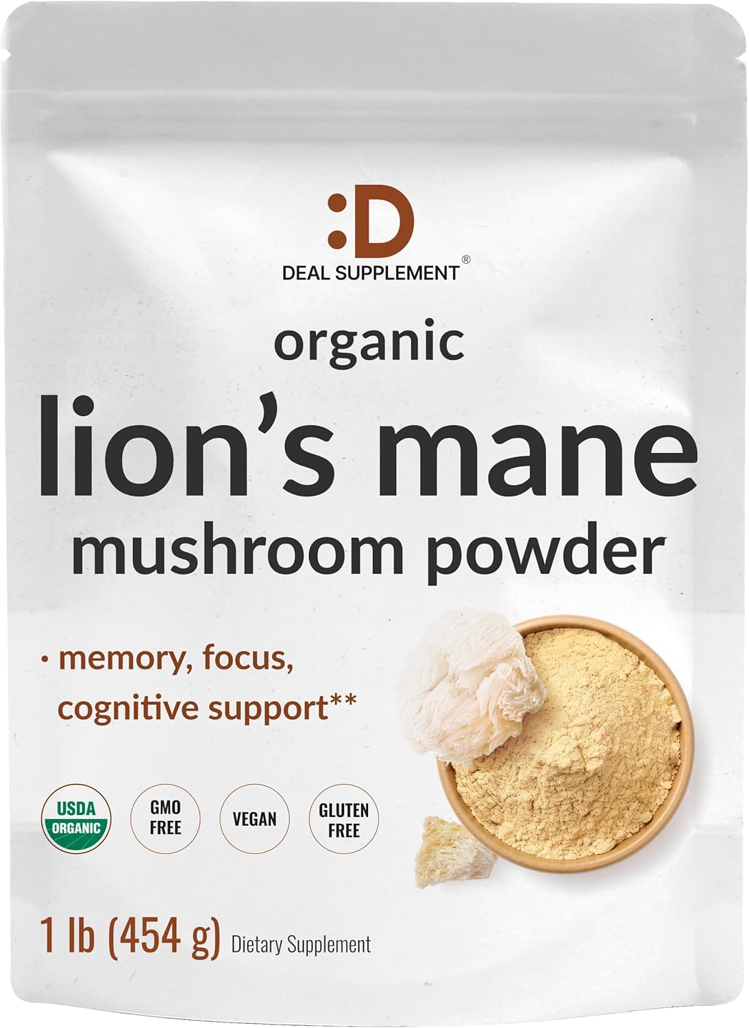 organic-lions-mane-mushroom-powder-supplement---1lb-1500mg-per-serving---brain-nootropic-immune-system-booster---non-gmo---active-fruiting-body-mycelium-extract-1