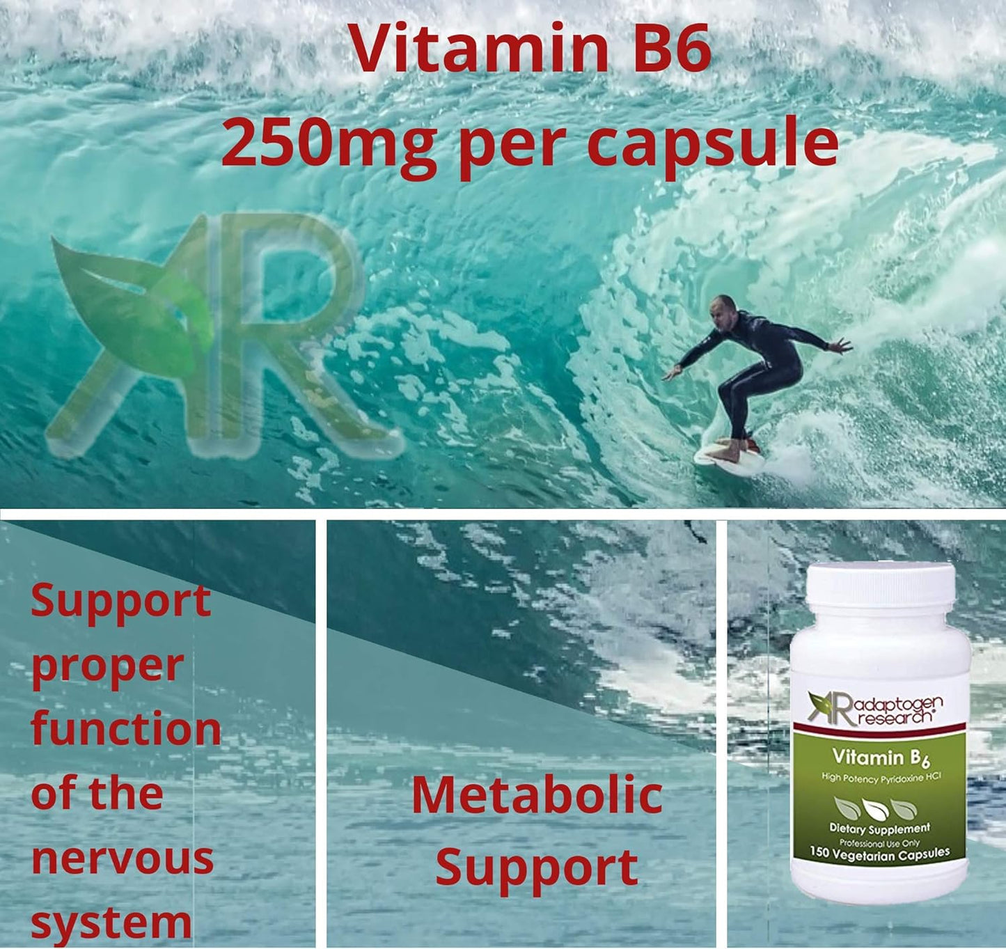 high-potency-vitamin-b6-capsules-for-energy-metabolism-nervous-system---250mg-pyridoxine-hcl---150-veg-caps---adaptogen-research-4