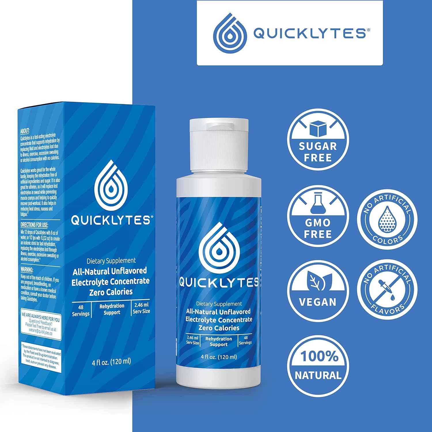 Rapid Hydration Electrolyte Supplement - No Calorie, No Sugar - Potassium, Magnesium, Sodium - Leg Cramp Relief - 48 Servings