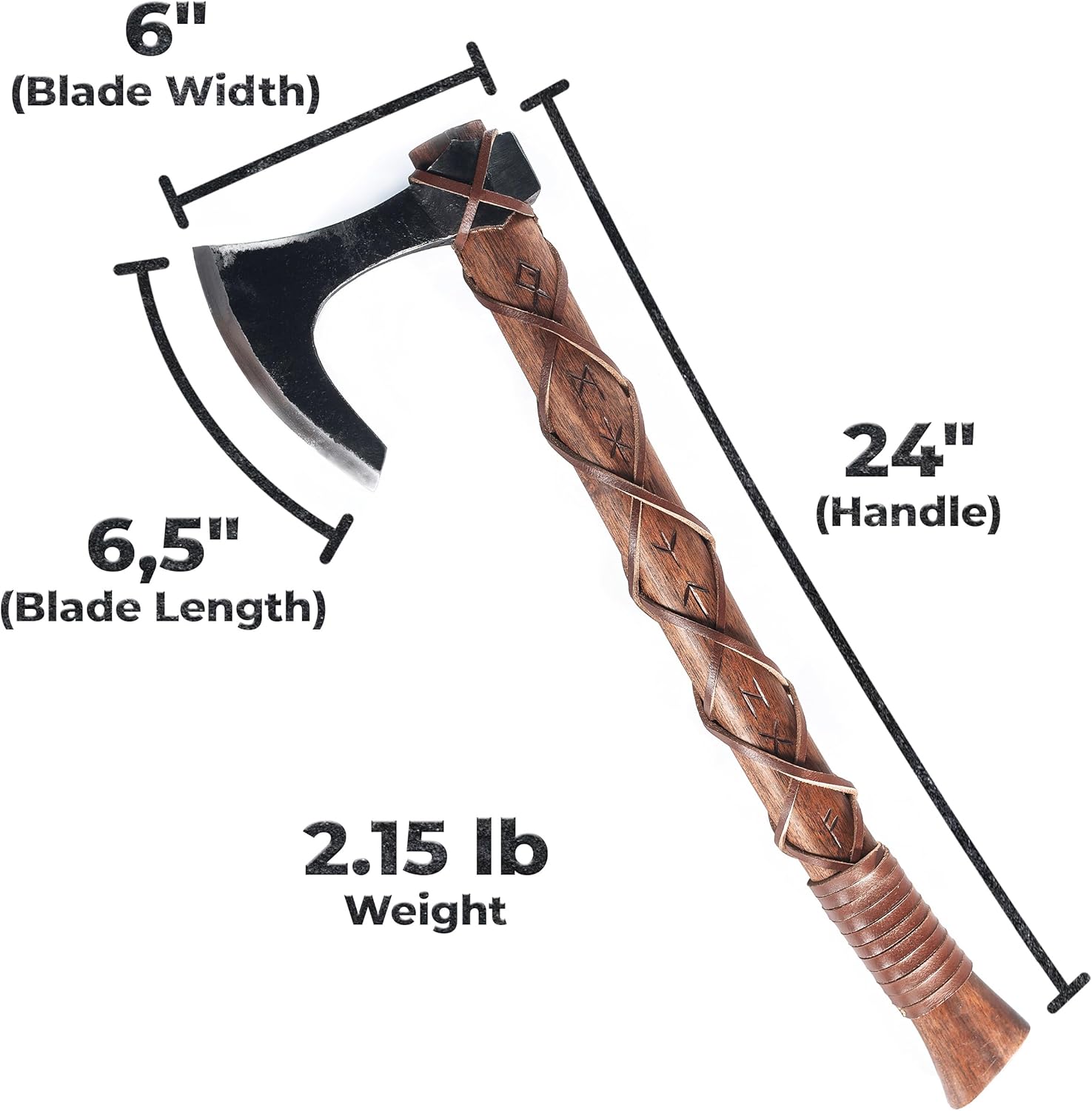 handcrafted-norse-tradesman-viking-axe-with-carbon-steel-head---includes-wall-mount-hooks---teakwood-shaft-with-engraved-runes-the-skeggx-4