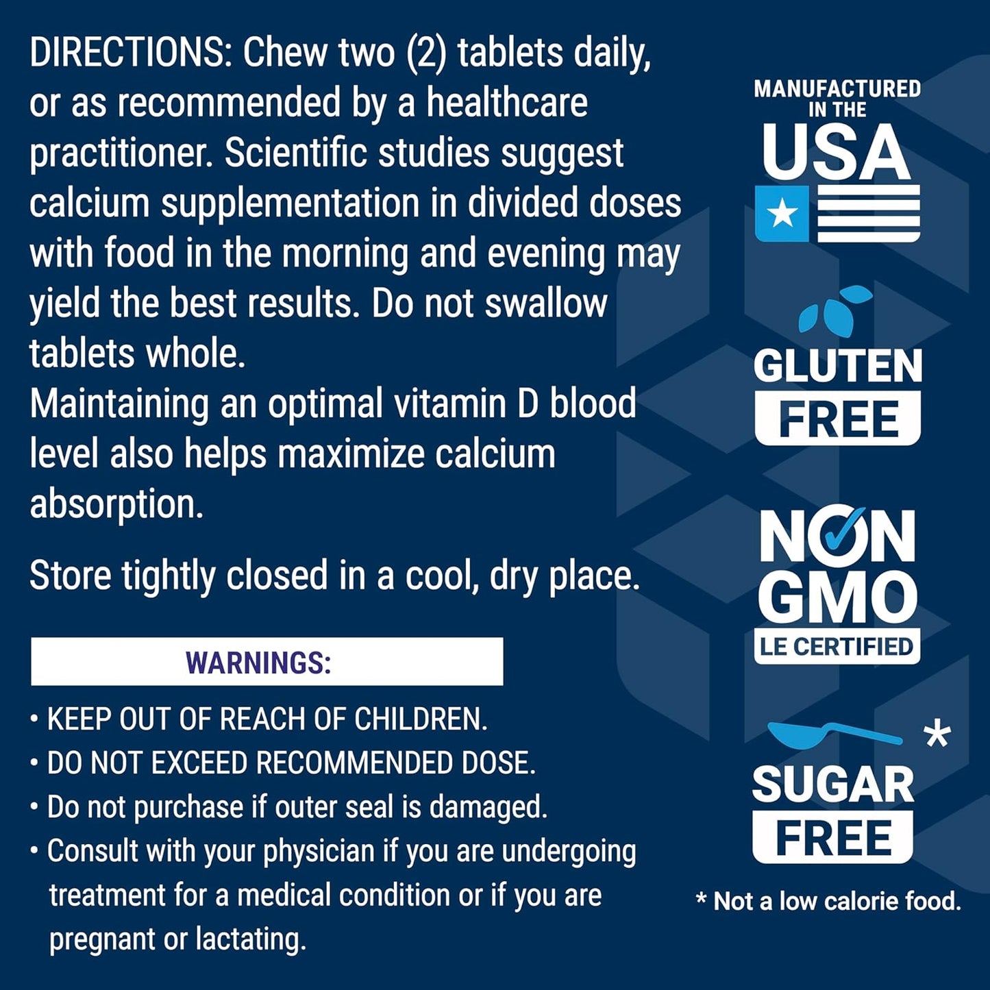 Chewable Bone Restore Calcium Supplement for Bone Health, 60 Tablets - Includes Calcium, Vitamin D, Minerals - Gluten Free & Non-GMO - Espot.com.au