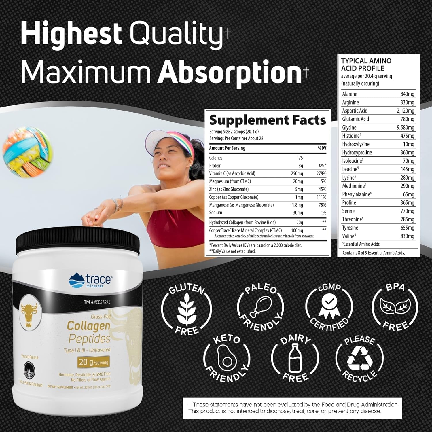 trace-minerals-collagen-peptides-powder-supplement---supports-bone-joint-hair-skin-and-gut-health---unflavored-571g-28-servings-2