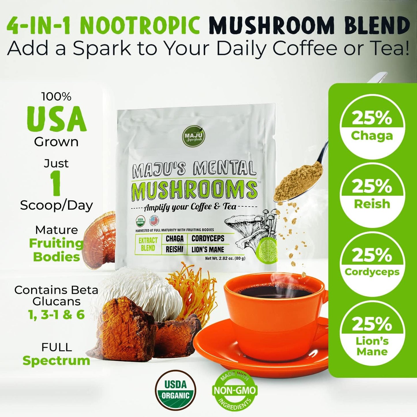 Boost Cognitive Function with Maju Superfoods Mental Mushrooms Powder, Black Seed Oil, and Mineral Capsules - Espot.com.au