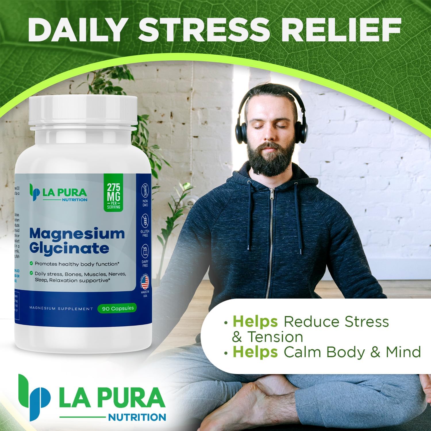 lapura-magnesium-glycinate-275mg-capsules---stress-relief-sleep-aid---supports-bones-muscles-nerves-heart-brain---non-gmo-gluten-free---90ct-4