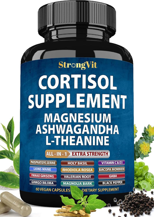 Women's Cortisol Support Supplement with Magnesium, Ashwagandha & L-Theanine - Reduce, Manage, Detox & Control Cortisol Levels for Calm, Clarity, Relaxation, and Focus - Espot.com.au