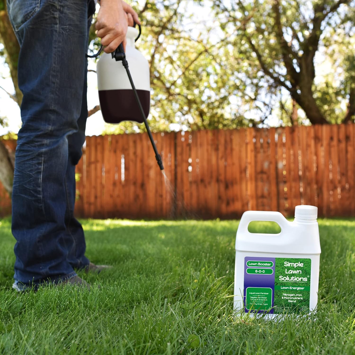 Liquid Turf Concentrated Fertilizer with Iron & Nitrogen - Commercial Grade Lawn Energizer Micronutrient Booster for All Grass Types - 1 Quart Bottle by Simple Lawn Solutions - Espot.com.au