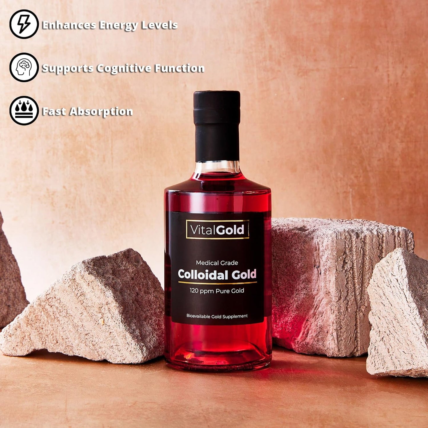 Ultra Strength Vital Gold Colloidal Gold 120 PPM Liquid Supplement - 500ml - Espot.com.au