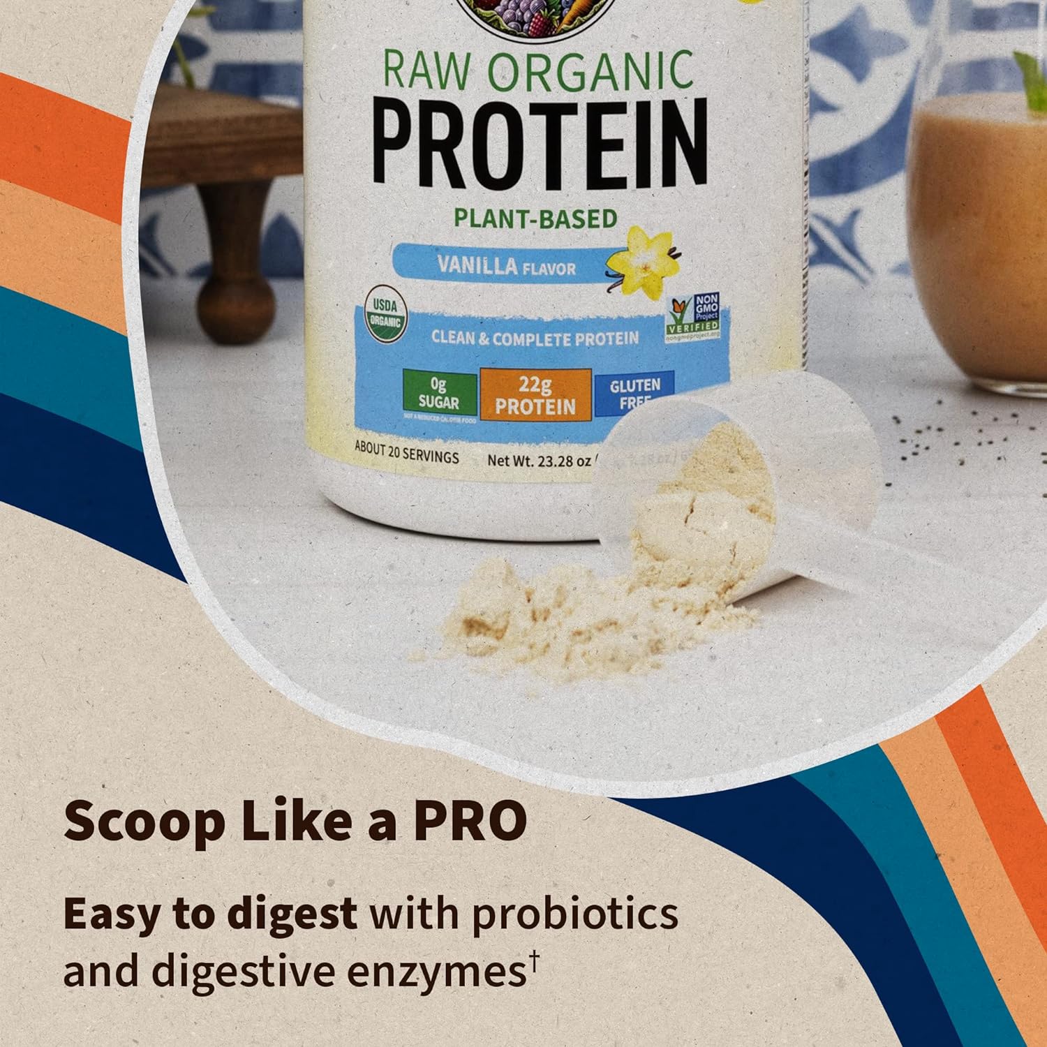 organic-vanilla-vegan-protein-powder-with-22g-plant-based-protein-bcaas-probiotics-digestive-enzymes---garden-of-life-gluten-lactose-free---15-lb-8