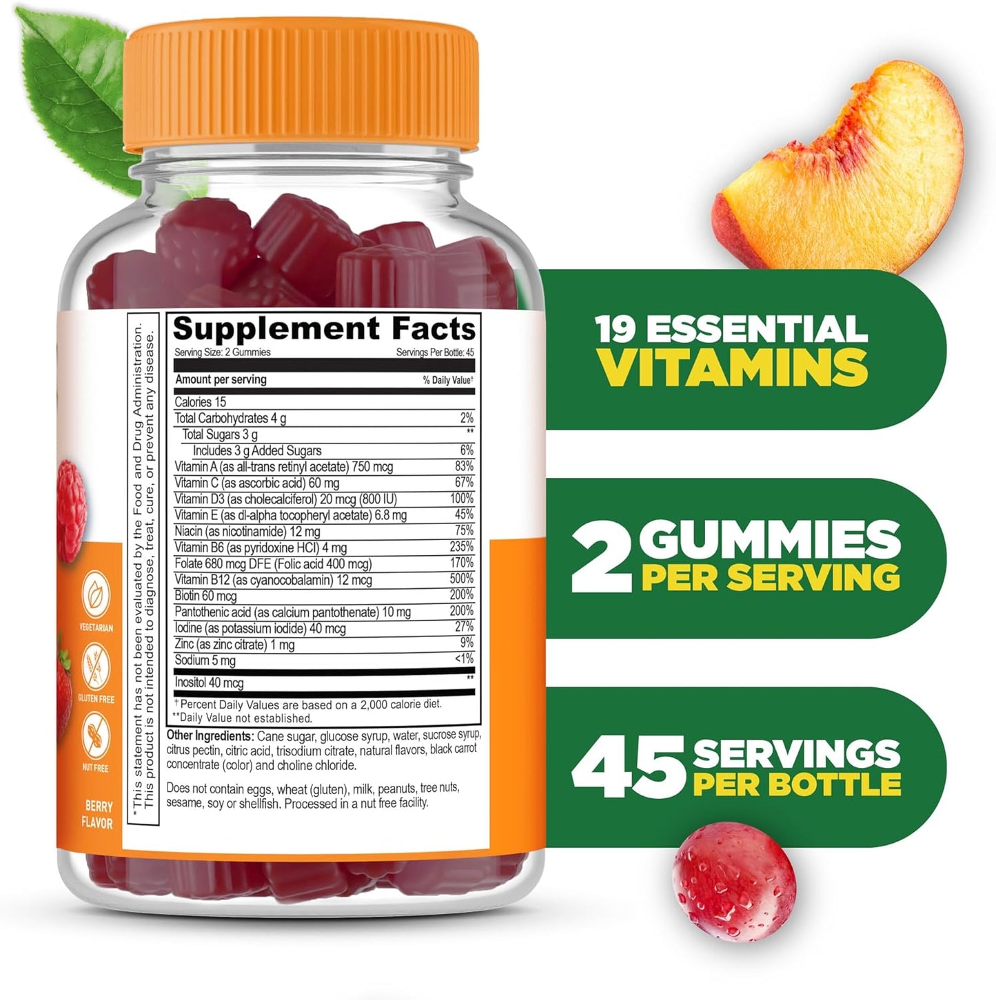 Men's Multivitamin Gummies with Vitamins A, C, D, E, B-Complex, Zinc, and Ginseng | 90 Count - Espot.com.au