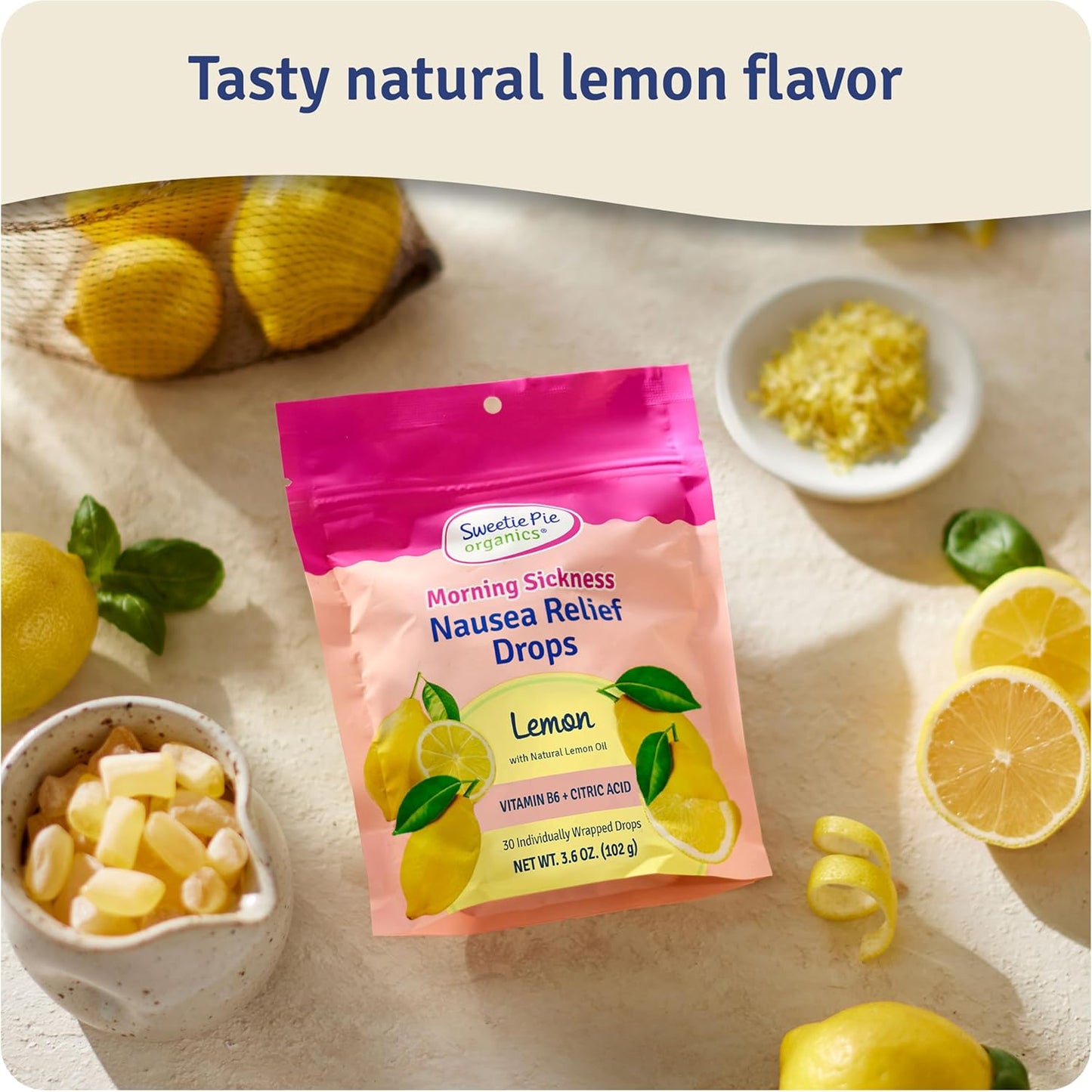 Organic Lemon Pregnancy Nausea Relief Drops - Soothe Morning Sickness in First Trimester - 30 Count x 4 Pack - Espot.com.au