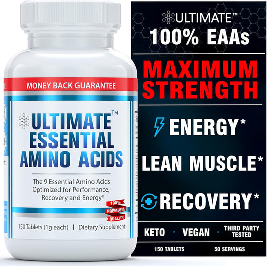 150-easy-to-swallow-amino-acid-tablets-with-optimized-bcaa-ratio---boost-energy-lean-muscle-and-recovery---100-essential-amino-acids-with-40-leucine---keto-vegan-friendly-1