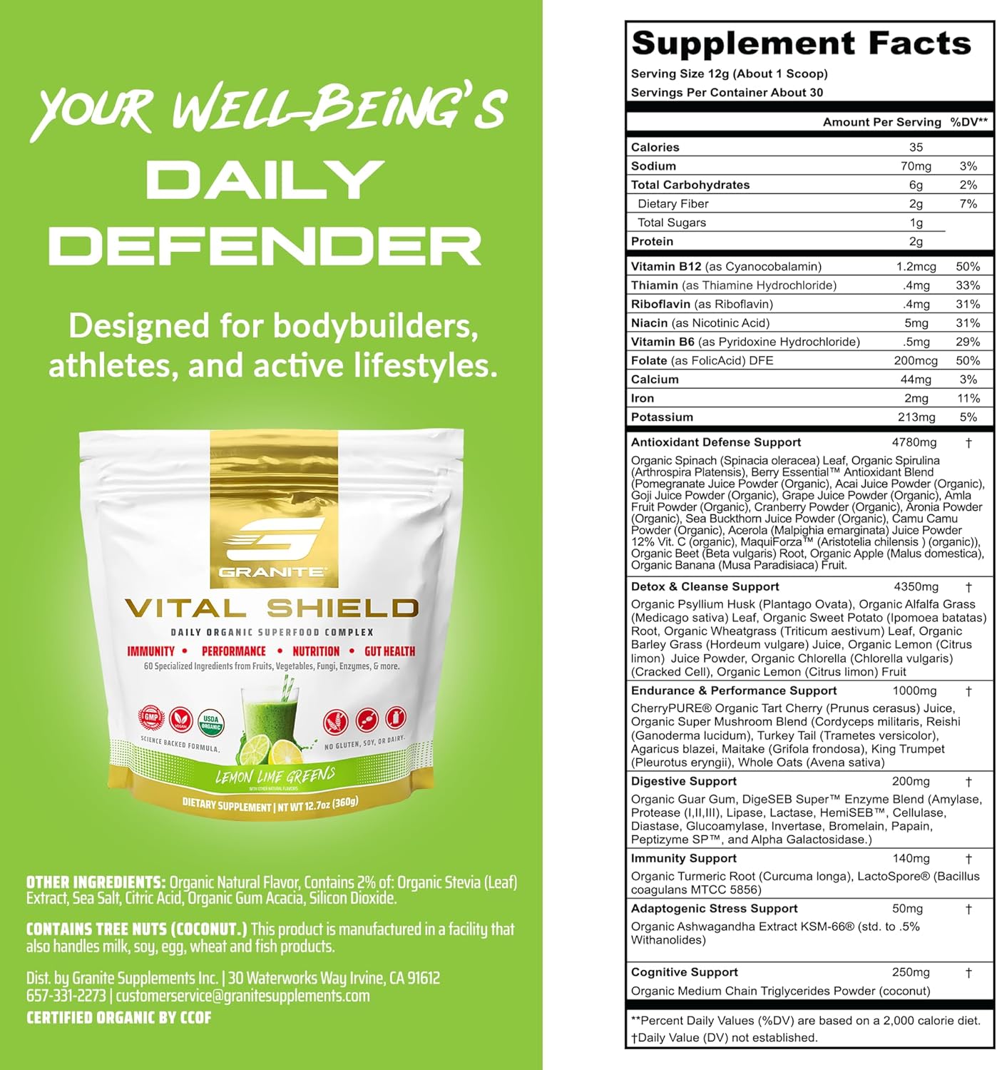 granite-supplements-vital-shield-greens-superfood-powder-lemon-lime-flavor---supports-performance-gut-health-immunity-nutrition---30-servings-3