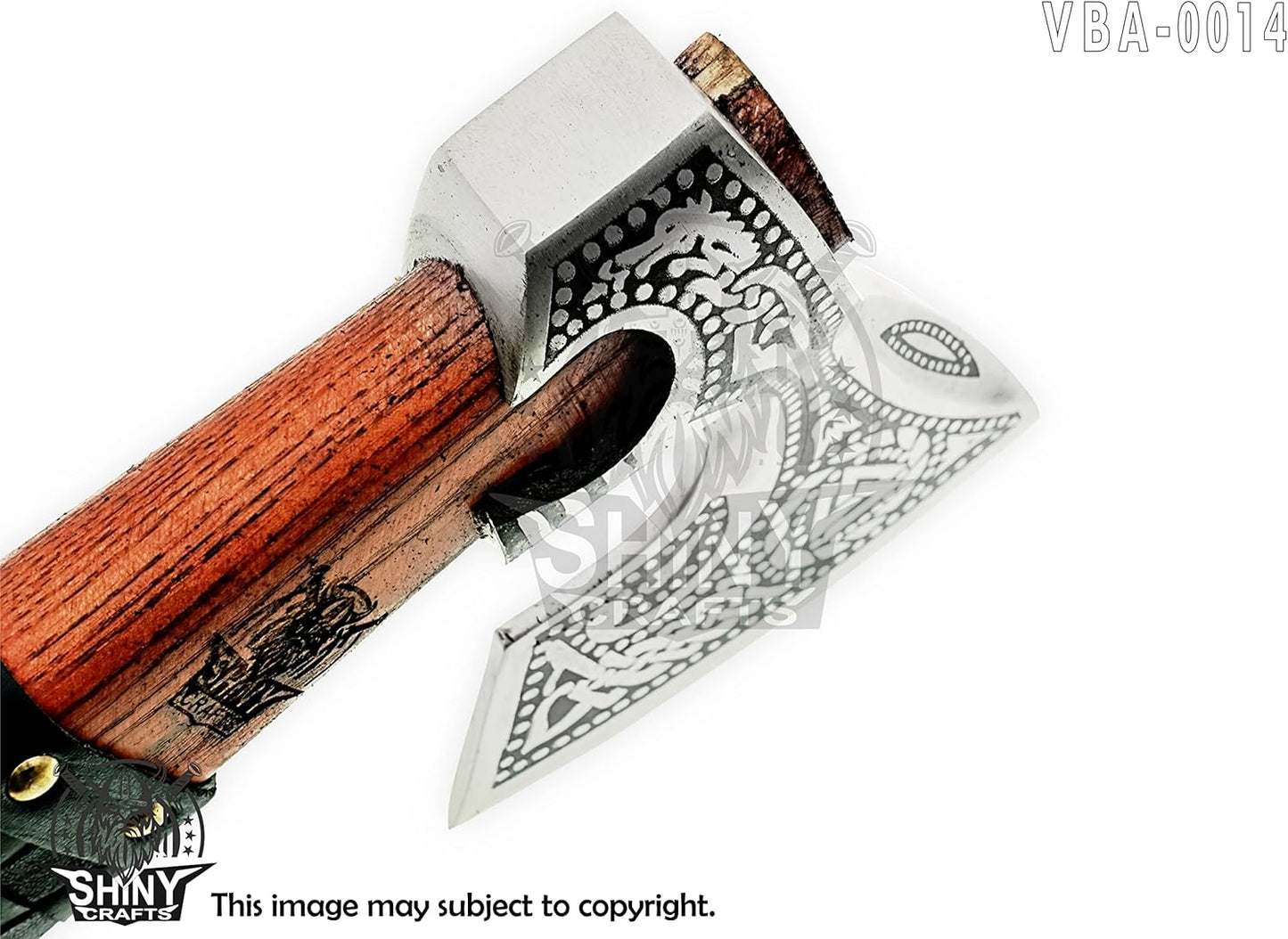 handmade-viking-axe-with-sheath---unique-shiny-crafts---custom-bearded-axe-for-men---perfect-birthday-gift-8