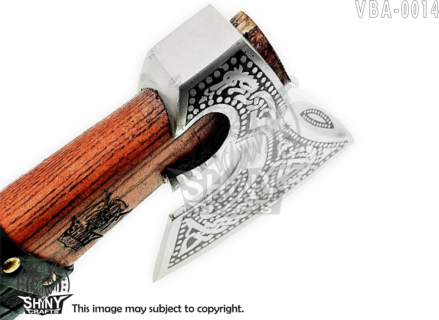 handmade-viking-axe-with-sheath---unique-shiny-crafts---custom-bearded-axe-for-men---perfect-birthday-gift-8