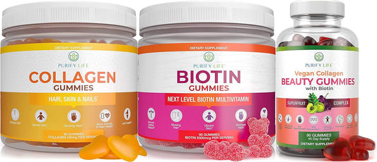 marine-collagen-biotin-vegan-collagen-gummies-bundle---90-chews-for-hair-skin-nails-joints-immune-support-detox---replace-capsules-pills---purify-life-1
