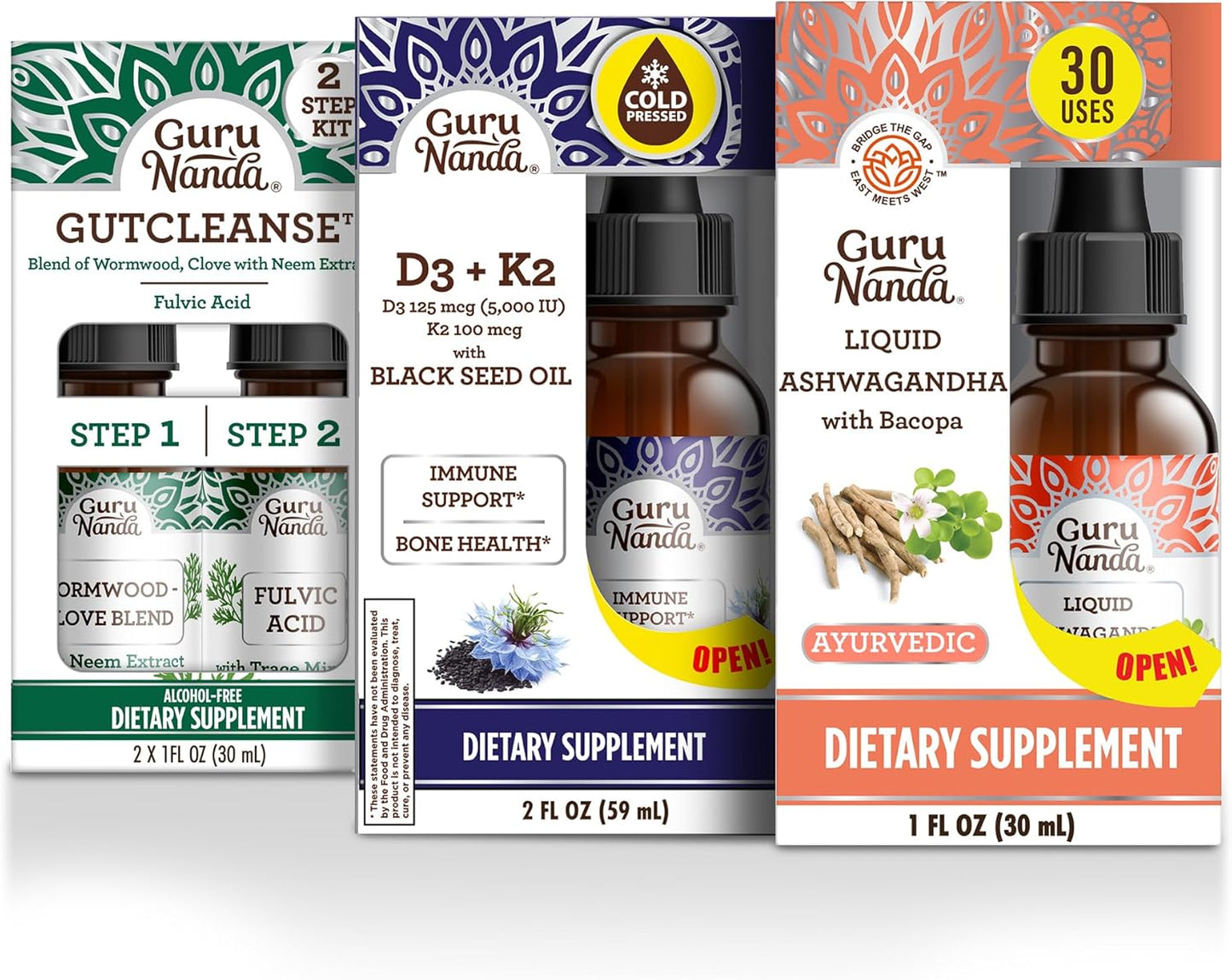 Total Wellness Boost with Liquid Ashwagandha & Black Seed Oil - Supports Immunity and Mind Health, GutCleanse Included - Espot.com.au
