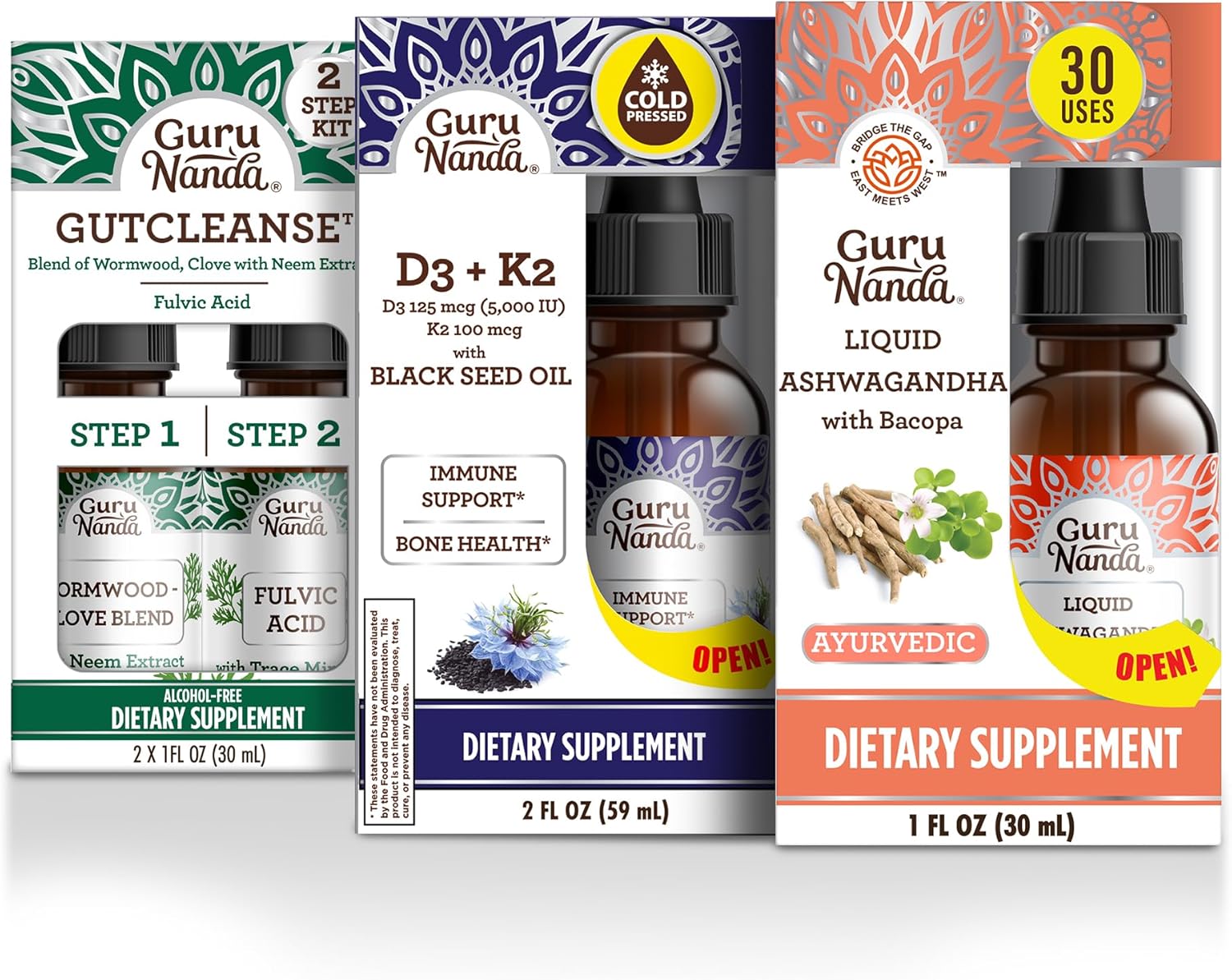 Total Wellness Boost with Liquid Ashwagandha & Black Seed Oil - Supports Immunity and Mind Health, GutCleanse Included - Espot.com.au