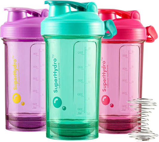 hydro-protein-shaker-bottle-set---24-oz-bpa-free-leak-proof-durable---ideal-for-travel-sports-fitness---3-pack-in-lemon-lavender-rosy-bloom-frosted-mint---men-women-friendly-1