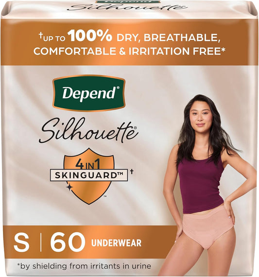 Women's Depend Silhouette Incontinence & Postpartum Underwear - Small, Pink (60 Count) - Espot.com.au