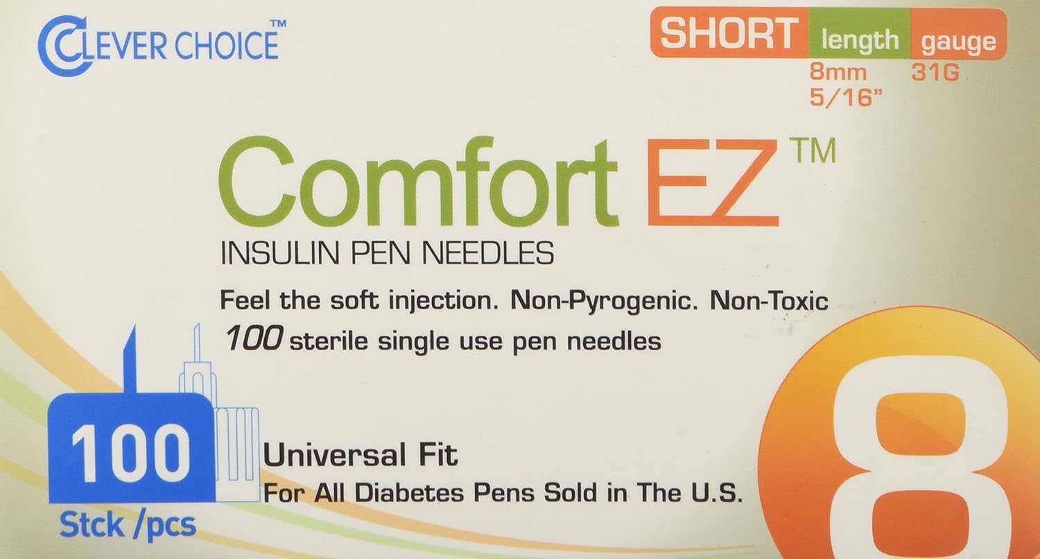 comfortez-insulin-pen-needles-31g-8mm---100-count-box---clever-choice---comfortable-injection-experience-1