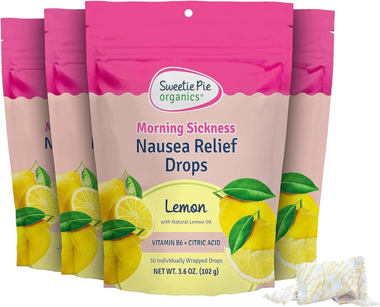 Organic Lemon Pregnancy Nausea Relief Drops - Soothe Morning Sickness in First Trimester - 30 Count x 4 Pack - Espot.com.au