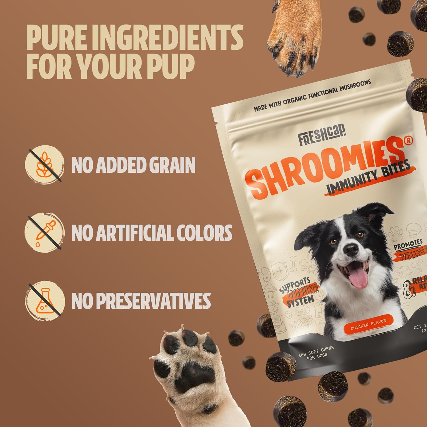 turkey-tail-mushroom-dog-supplement---immune-support-calming-treats-for-dogs---freshcap-shroomies-180-soft-chews-5