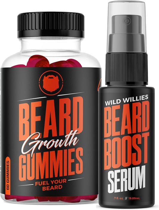 wild-willies-beard-growth-kit-gummies-serum-for-men---biotin-caffeine-essential-oils---fuller-thicker-beard---vitamins-enhancer-1
