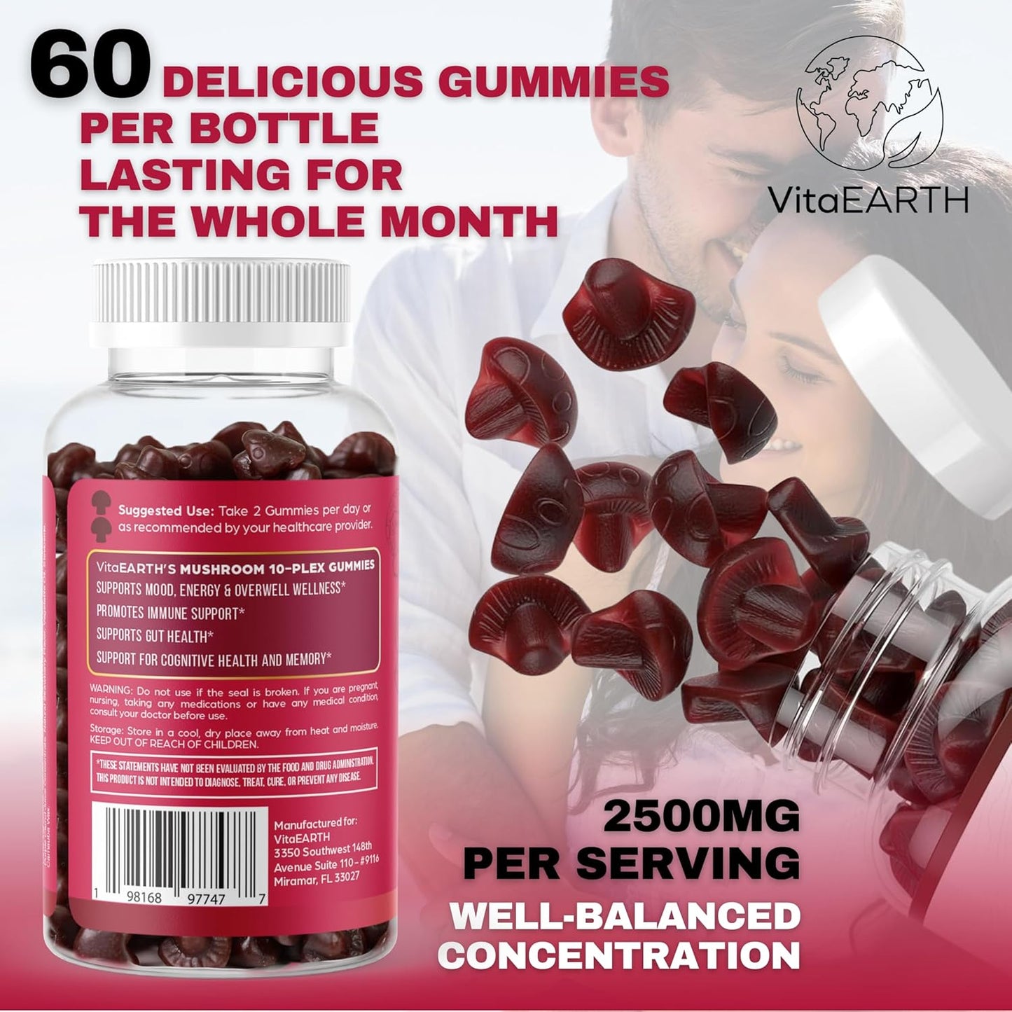 vitaearth-mushroom-gummies-60-count-lions-mane-reishi-cordyceps-shiitake-chaga---2500mg-strawberry-supplement-for-brain-energy-focus-calm-memory-4
