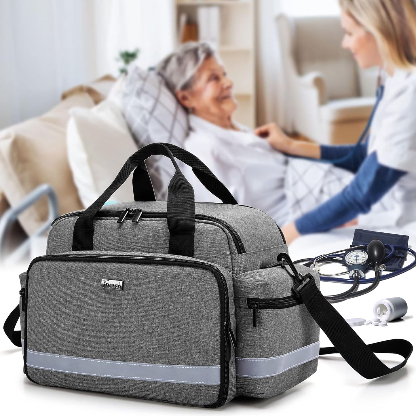 trunab-portable-home-health-nurse-bag-with-handle-and-shoulder-strap---medical-organizer-for-home-visits-7