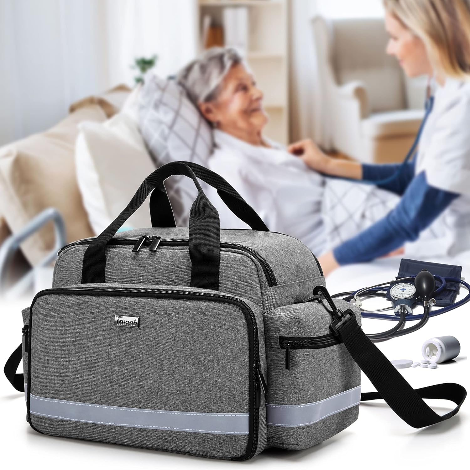 trunab-portable-home-health-nurse-bag-with-handle-and-shoulder-strap---medical-organizer-for-home-visits-7