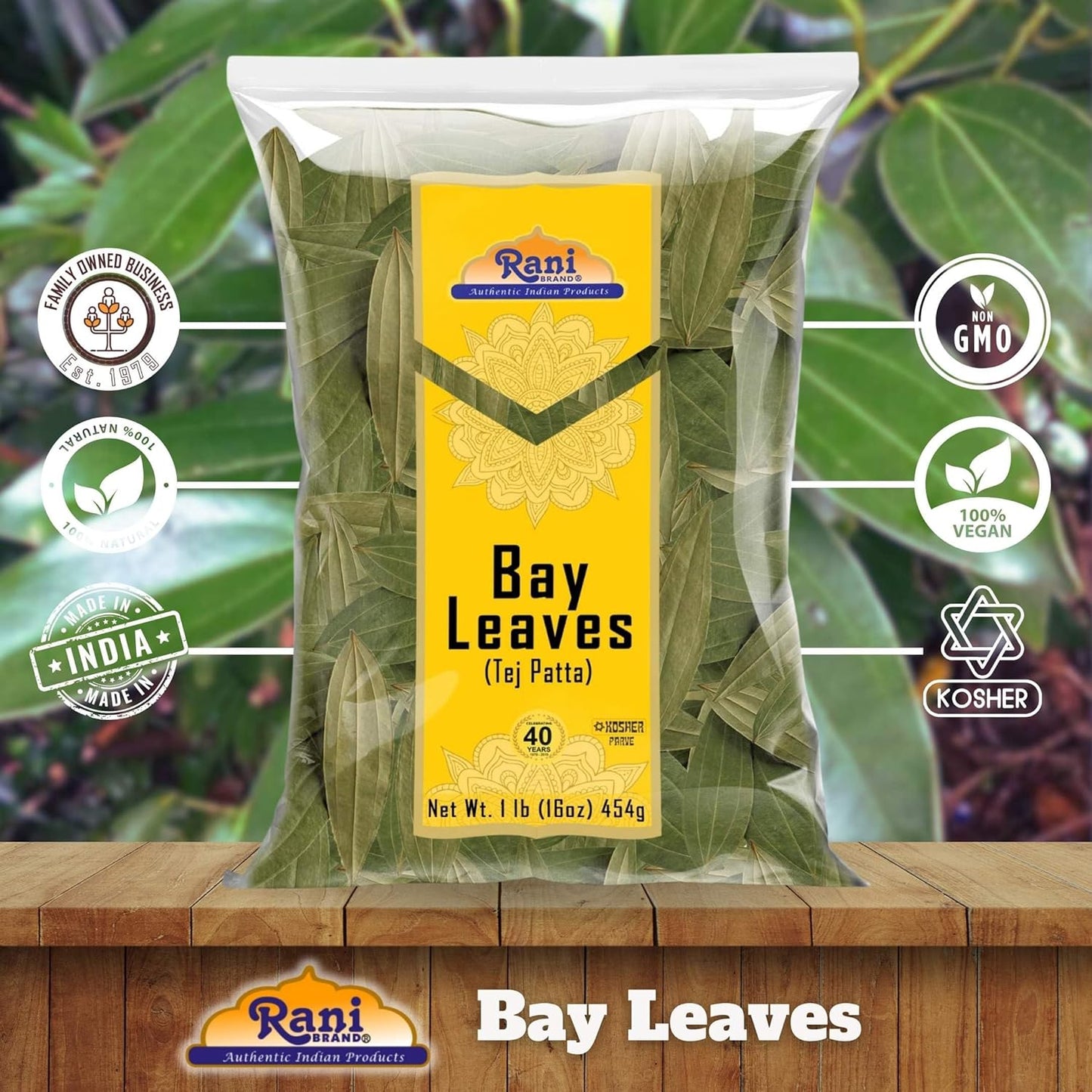 Rani Bay Leaf Whole Spice 16oz - Authentic Indian Hand Selected Extra Large Leaves - Natural, Gluten-Free, Non-GMO, Kosher, Vegan - Indian Origin Tej Patta - Espot.com.au