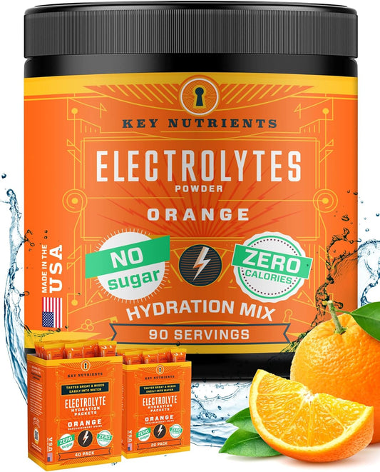 Tangy Orange Multivitamin Electrolyte Powder - Energy & Endurance Hydration Supplement - No Sugar, No Calories - 90 Servings - Made in USA - Espot.com.au