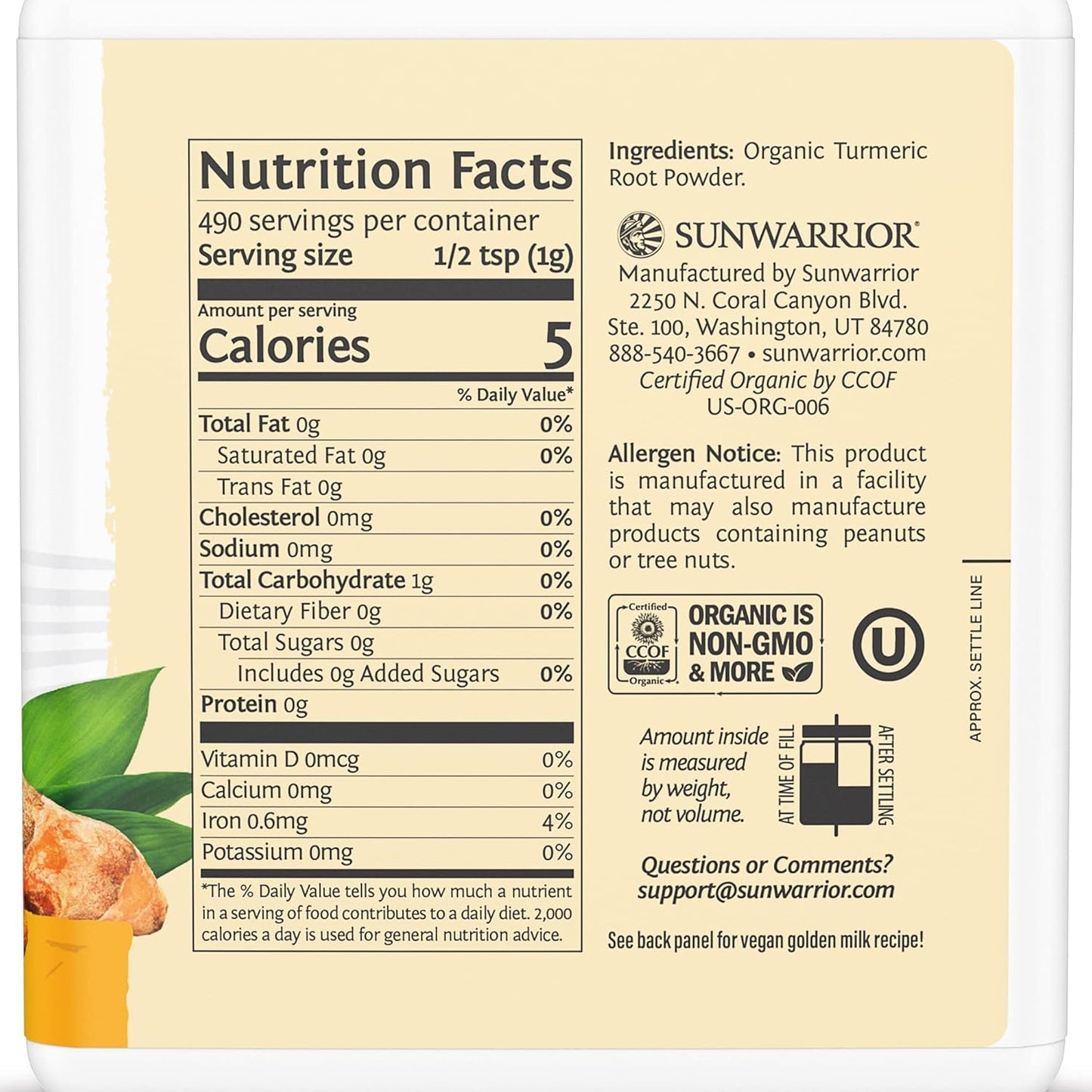 organic-turmeric-root-powder---pure-raw-superfood-for-baking-smoothies-curry---usda-non-gmo-490g-tub-70-servings-2