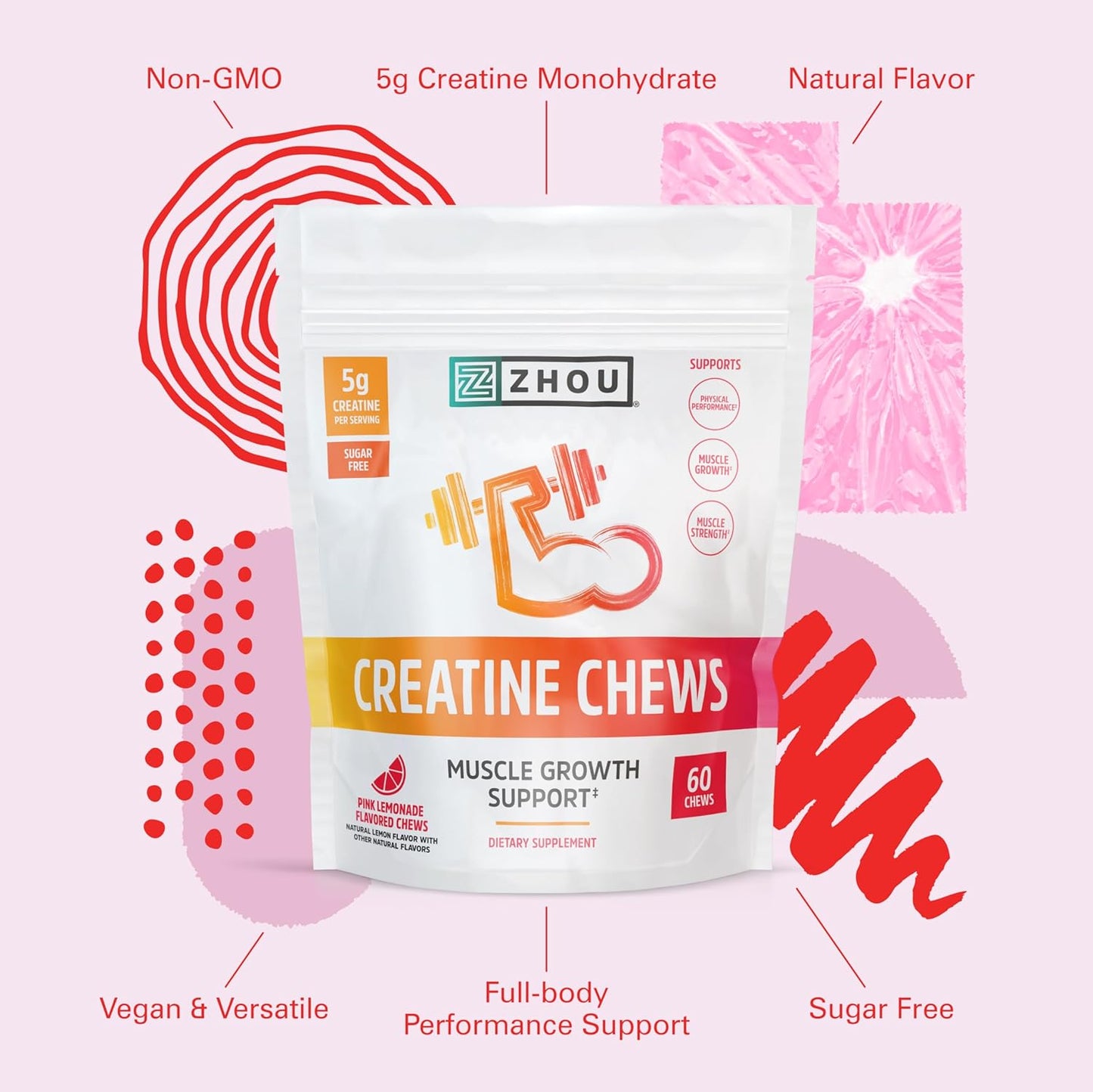 organic-sugar-free-creatine-gummies-5g-for-men-women---zhou-nutrition-pink-lemonade-chewables-non-gmo---60-count-5