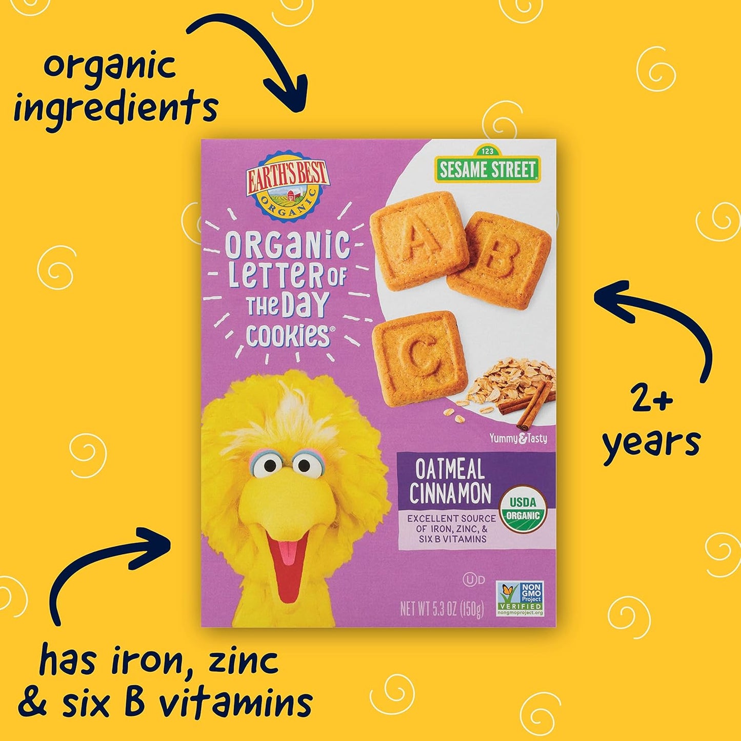 organic-sesame-street-letter-of-the-day-cookies-for-toddlers-2-oatmeal-cinnamon-53-oz-box-pack-of-6---earths-best-kids-snacks-2