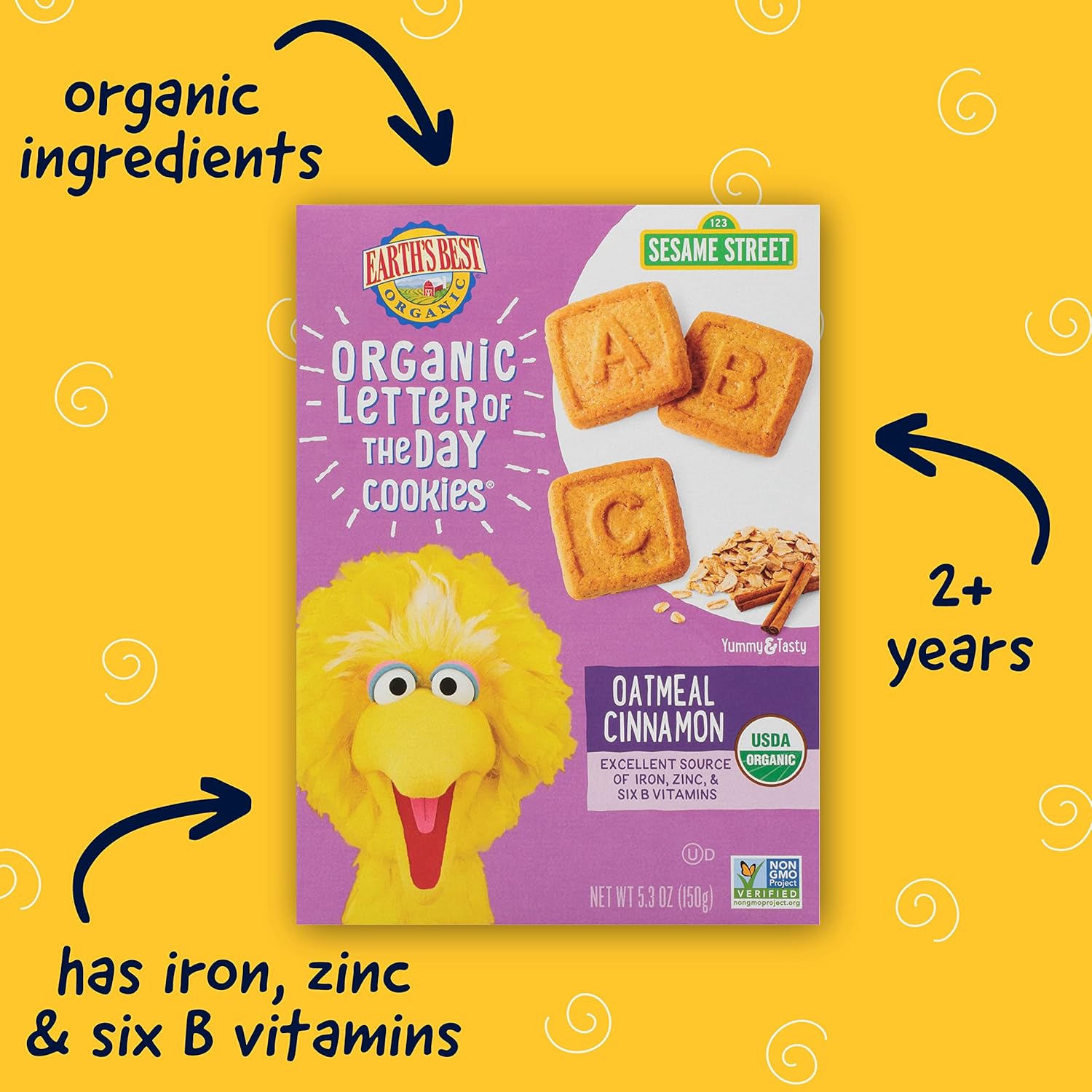 organic-sesame-street-letter-of-the-day-cookies-for-toddlers-2-oatmeal-cinnamon-53-oz-box-pack-of-6---earths-best-kids-snacks-2