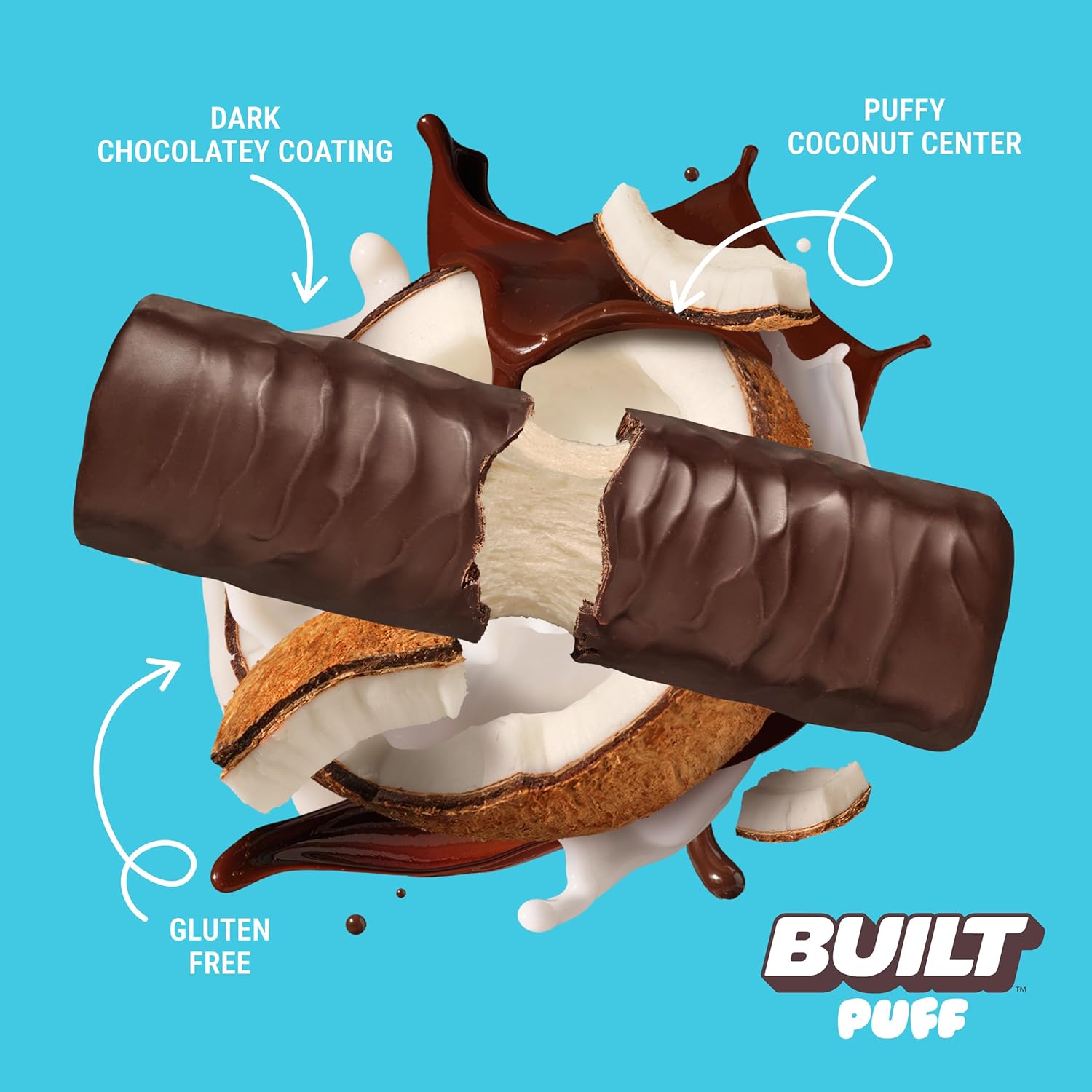 Built Bar Coconut Puff Protein Bars - High Protein Snacks, On-The-Go Bars - 12 Count, 17g Protein, 140 Calories, 6g Sugar - Collagen, Gluten Free - Espot.com.au