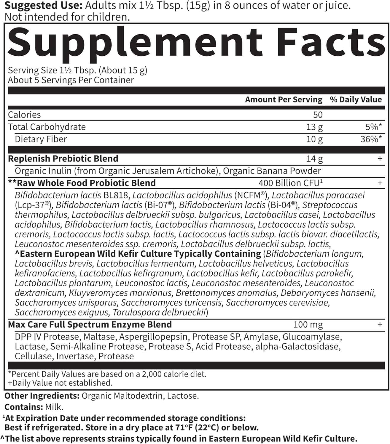 organic-probiotic-powder-for-men-and-women---raw-probiotics-5-day-max-care-400-billion-cfu---supports-digestive-and-immune-health---24-oz-powder-5