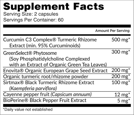 Organic Turmeric Antioxidant Capsules with Black Pepper & Green Tea - Dr. Fuhrman Ultra Cell Biotect for Optimal Health - 120 Capsules - Espot.com.au