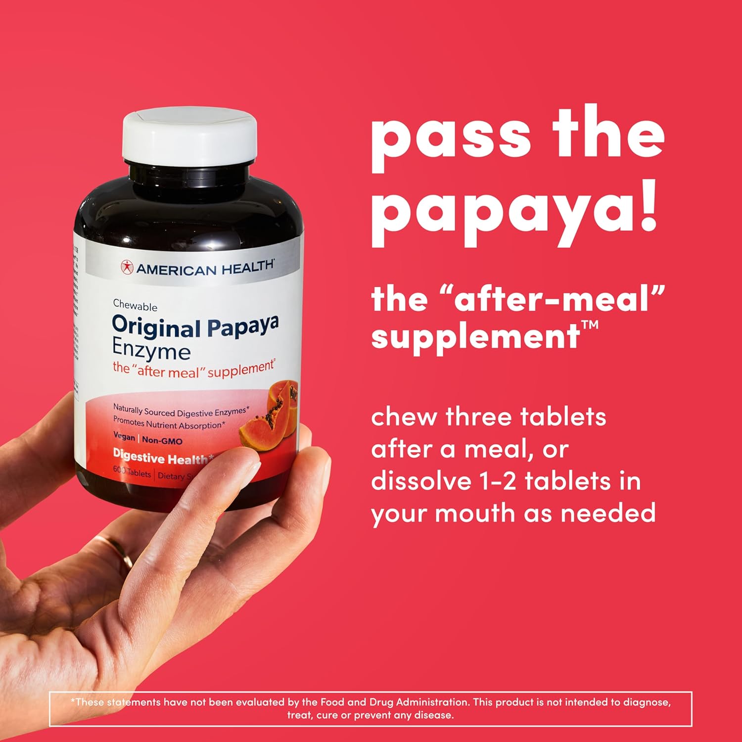 American Health Papaya Enzyme Chewable Tablets - Supports Digestion and Nutrient Absorption - 600 Tablets (200 Servings) - Espot.com.au