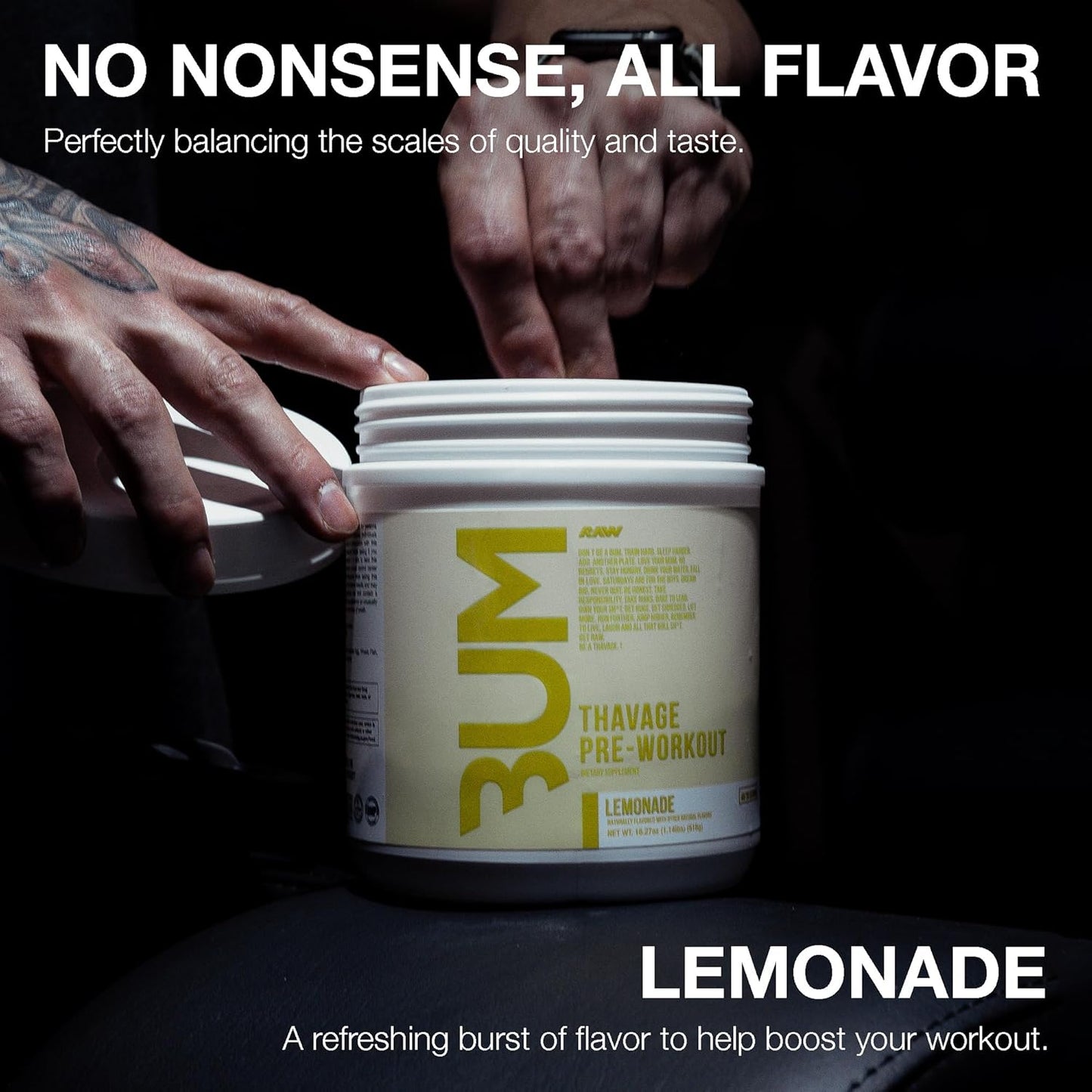 Thavage Raw Preworkout Powder (Lemonade) by Chris Bumstead - Sports Nutrition Supplement for Men & Women - Cbum Pre Workout for Hydration, Focus, Energy - 40 Servings - Espot.com.au