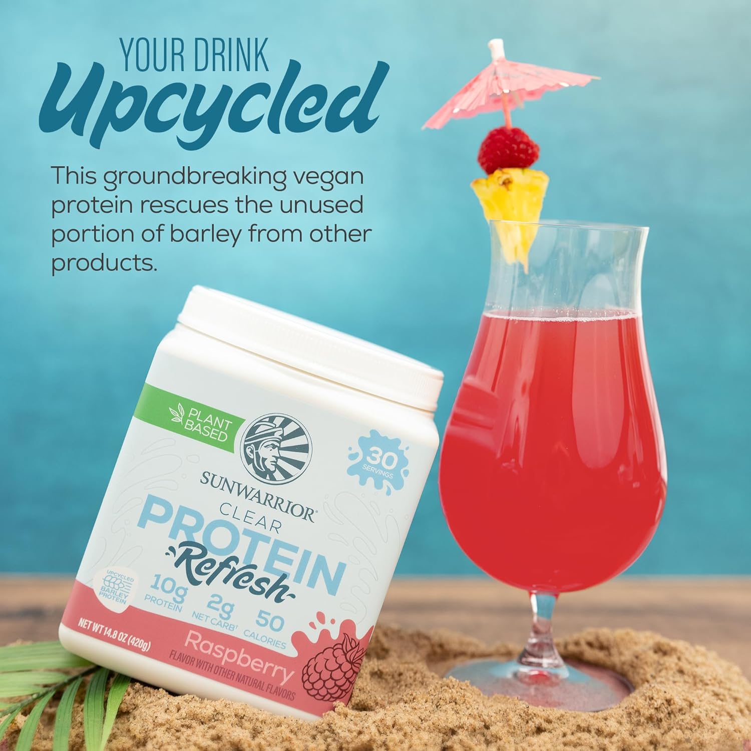 sunwarrior-clear-protein-water-mix---raspberry-flavored-vegan-plant-based-protein-powder-additive-for-refreshing-hydration-10g-protein-per-serving-420g-tub-30-servings-clear-protein-refresh-6