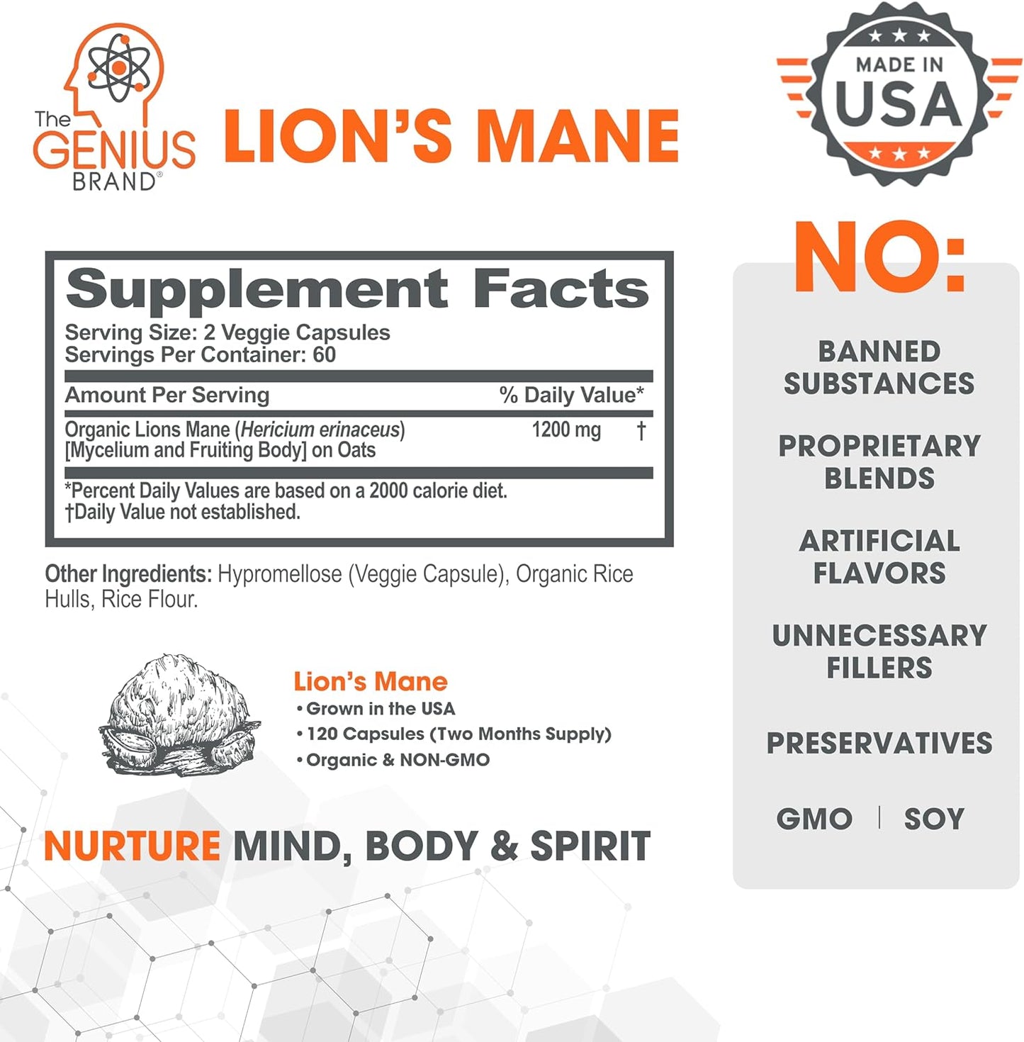 organic-genius-lions-mane-cognition-vitamins-supplement-capsules---120-veggie-pills-1200mg-per-serving---nootropic-supplement-by-the-genius-brand-2