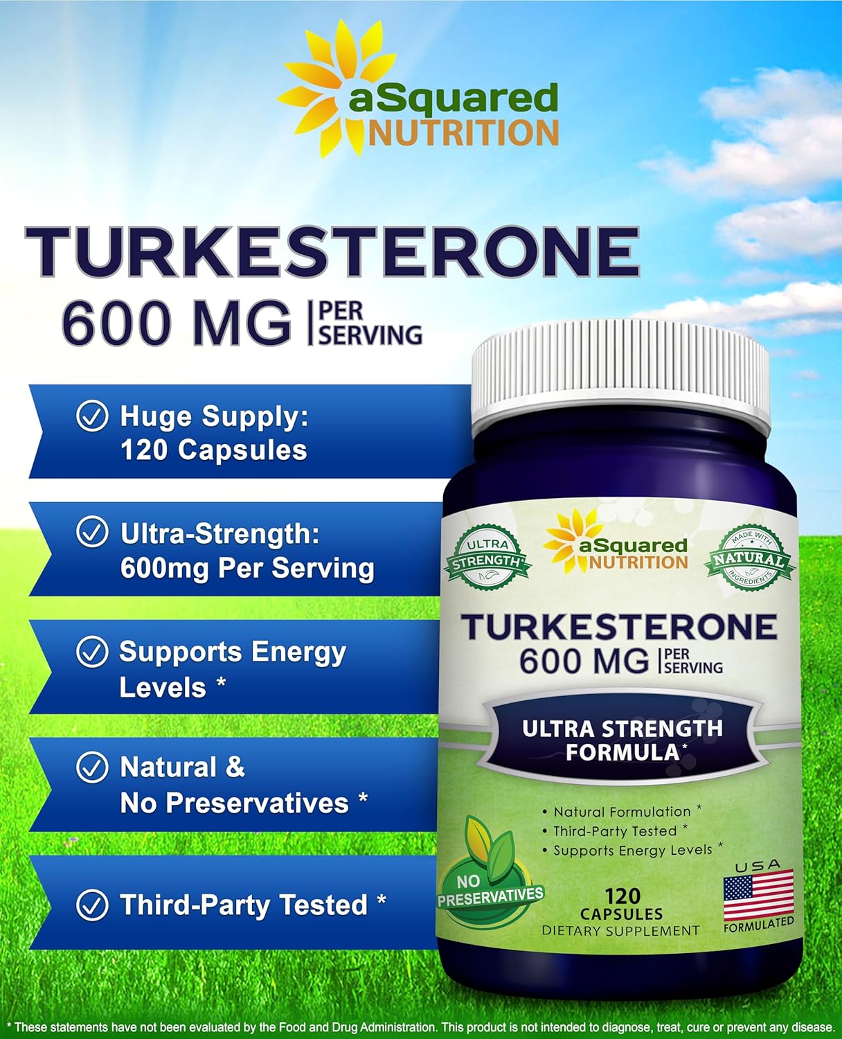 Turkesterone Supplement - 600mg - 120 Capsules - Ajuga Turkestanica Extract - Natural Formulation - Turkesterone Complex Pills by aSquared Nutrition - Espot.com.au