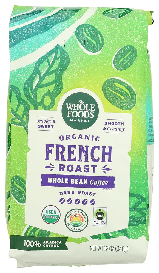 Organic Dark French Roast Whole Bean Coffee, 12 Ounce - Smoky, Sweet, Smooth & Creamy Flavor Profile - Espot.com.au
