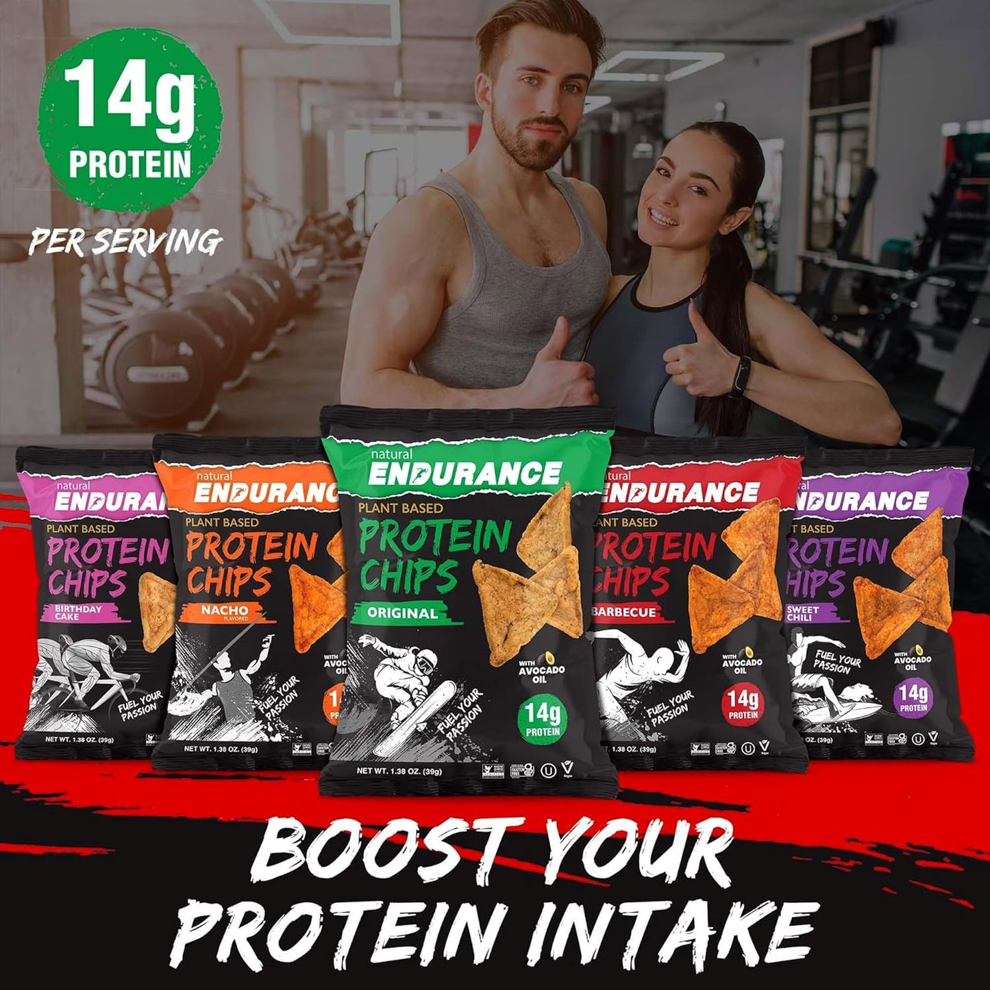 variety-pack-of-natural-endurance-protein-chips---low-carb-high-protein-vegan-snack-with-avocado-oil---nacho-bbq-chili-birthday-cake-original-flavors---gluten-free-14g-protein-per-bag---138-oz-bags-pack-of-12-7