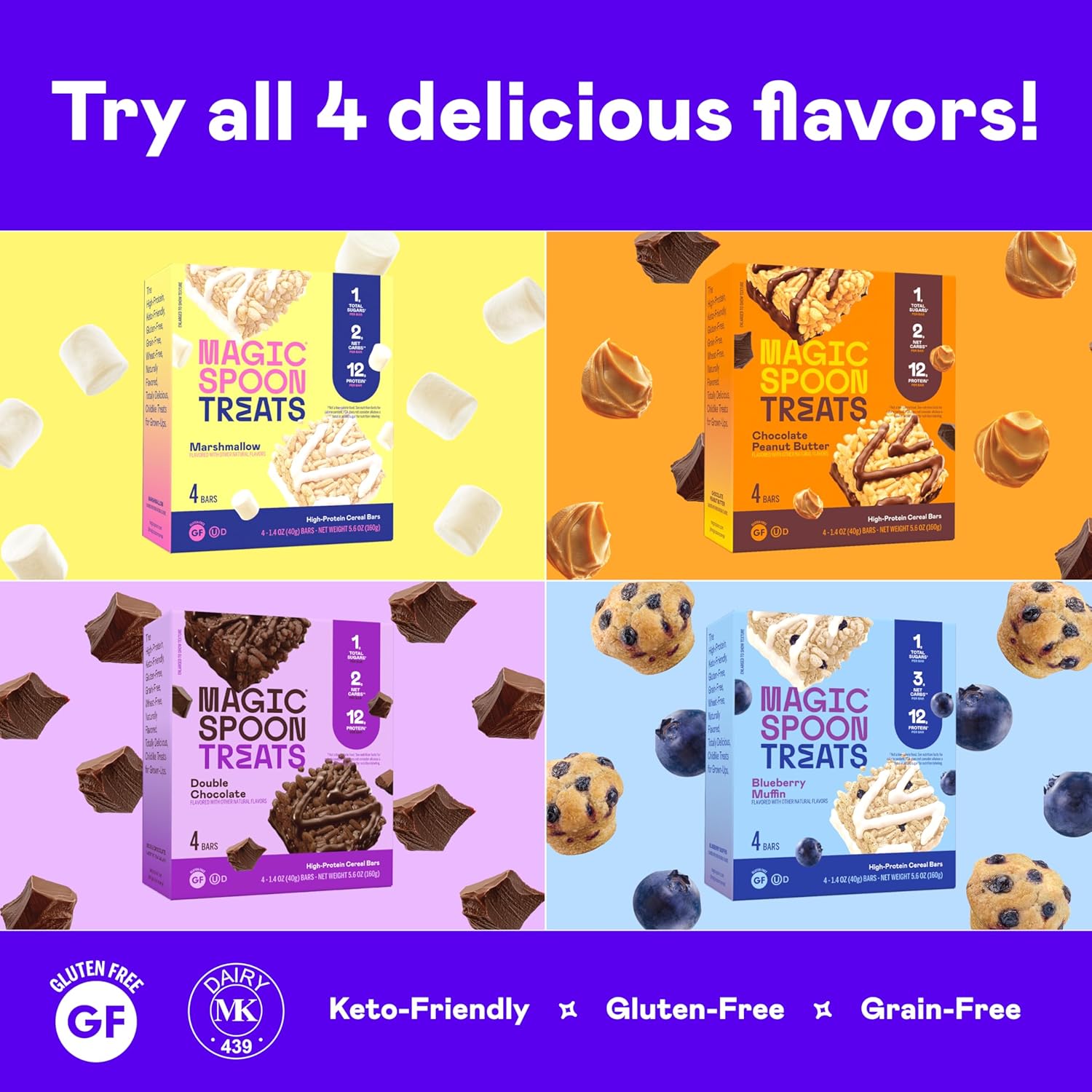 high-protein-low-carb-magic-spoon-treats-variety-pack---keto-friendly-snack-bars-with-low-sugar-crispy-cereal-texture---8-bars-2-of-each-flavor-marshmallow-chocolate-pb-blueberry-muffin-double-chocolate-7