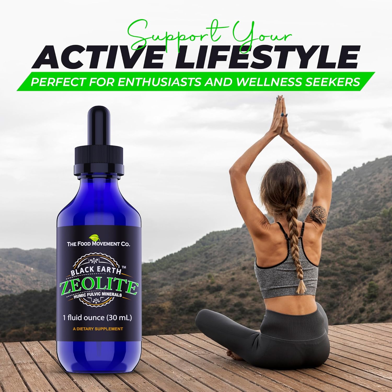 Black Earth Zeolite with Humic Fulvic Acids Trace Minerals Liquid Drops Supplement for Detox, Gut Health, Immune Support - The Food Movement Co. - Espot.com.au