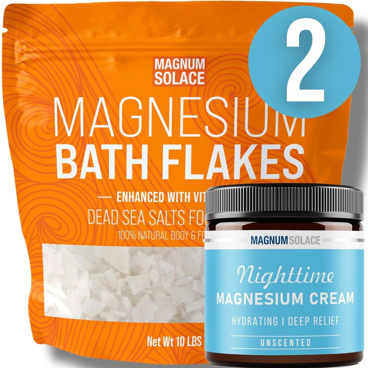 Magnesium Flakes and Nighttime Magnesium Cream with added Vitamin C - Ultimate Relaxation Bundle - Espot.com.au