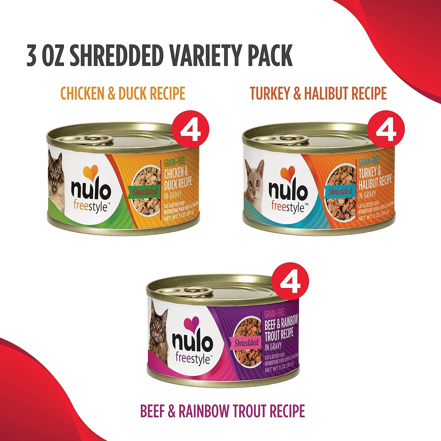 nulo-freestyle-shredded-wet-cat-food-variety-bundle---3-oz-cans---chicken-duck-beef-rainbow-trout-turkey-halibut---12-pack-2